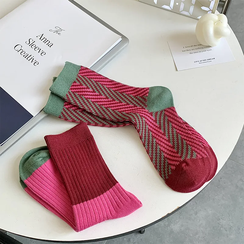 New Mid-Calf Women Cotton Socks FAutumn Winter Ins Japanese series Style Fashion Socks Lady Girls Student Sweet Retro Long Socks