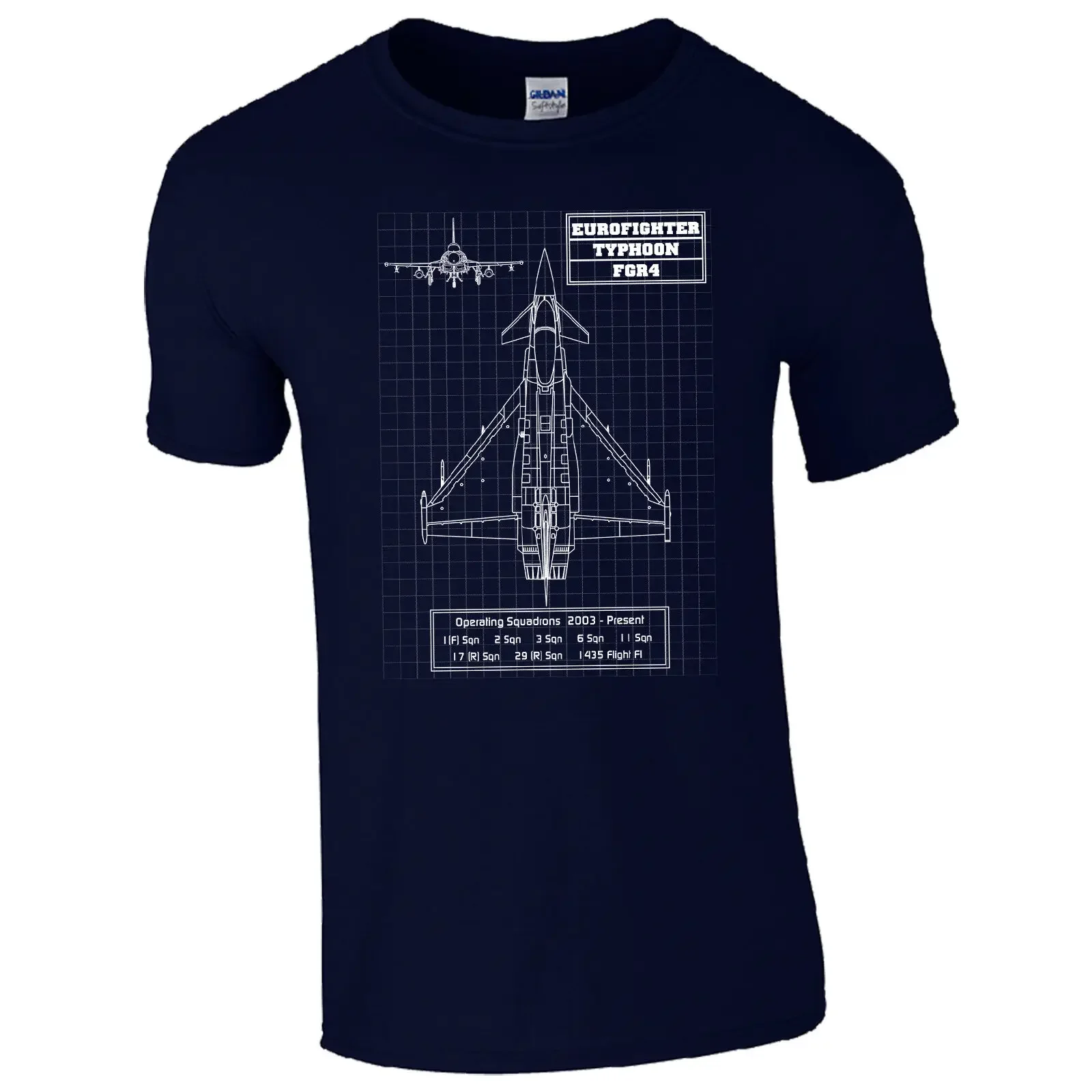 BAE FGR4 Typhoon Eurofighter Men T-Shirt Military Aircraft RAF Blueprint Shirts Short Casual 100% Cotton Shirts