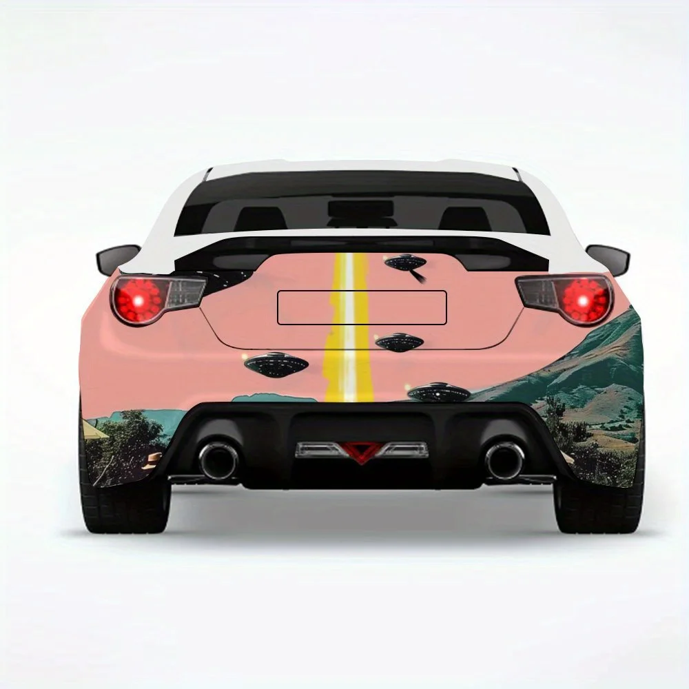 

UFO Pool Party Car StickerVinyl Decal for Car Rear, Waterproof Self-Adhesive Vinyl Stickers for Vehicle Tail & Bumper, Decoratio