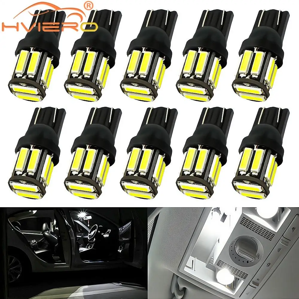 

2PCS 4PCS 10PCS T10 7020 10Led Car AUTO LED 194 168 Reading Wedge Turn Signal Reverse Dome License Plate Trunk White Bulb Light