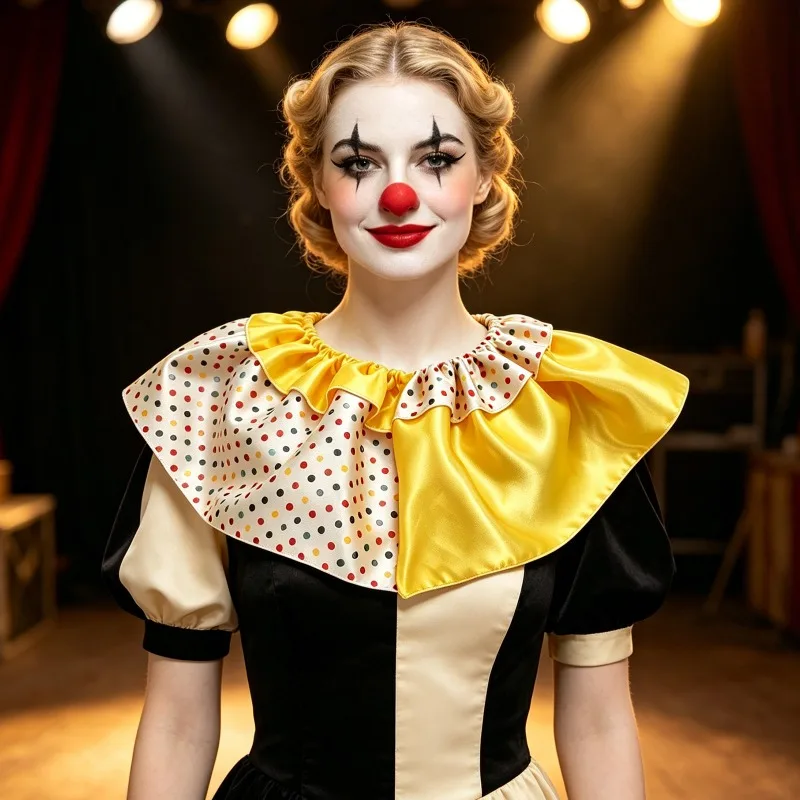 Clown Style Black White Striped Fake Collar Halloween Cosplay Accessory Theater Performance Neck Decor Costume Collar
