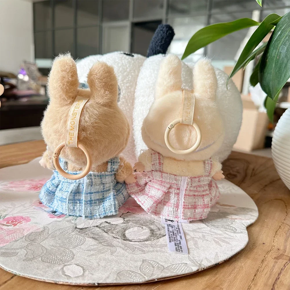 Pearl Bow Dress Set Mini Fashionable Keychain Doll Clothes Cute Exquisite Dolls Decoration Accessories for 17CM Labubu Doll