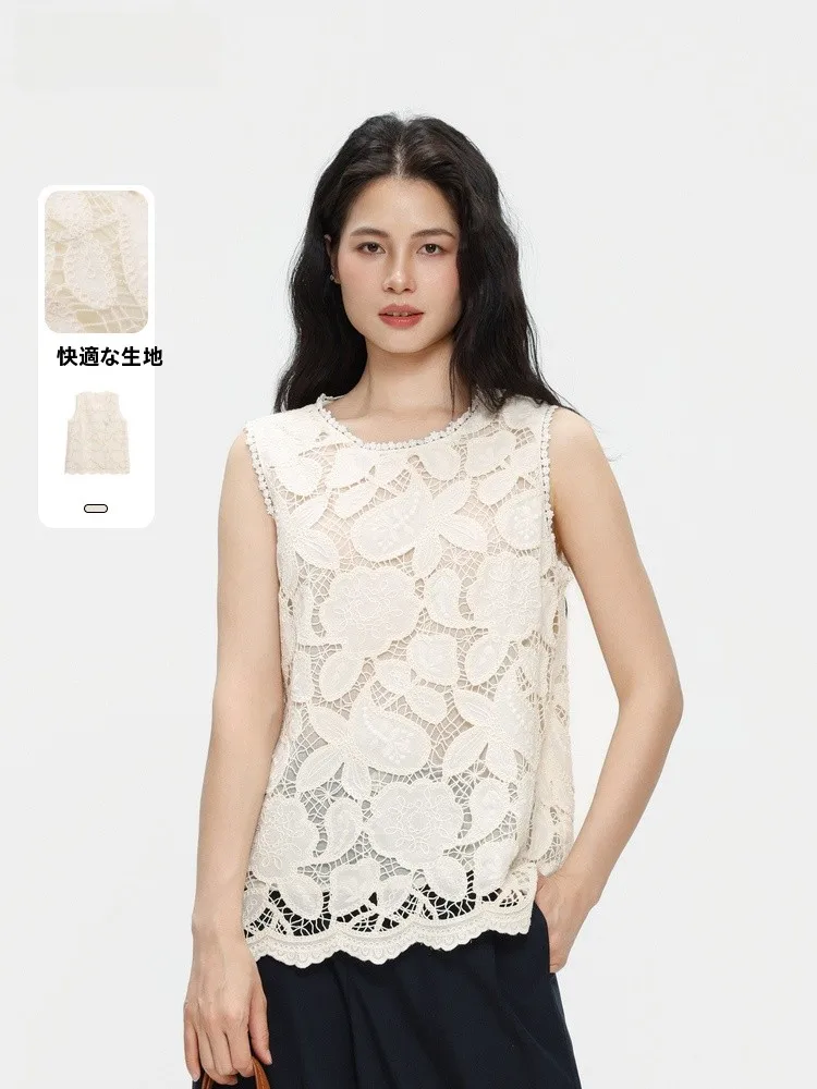 

Ele Lace Trim Svel Top Summer New Arrival Memory's Starting Point round Ne Casual Loose Fit Pure Color T-irt
