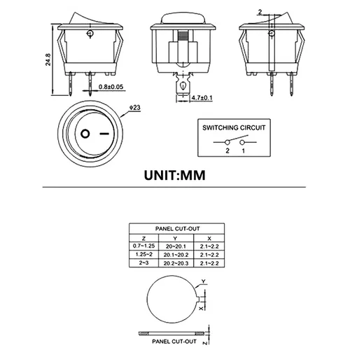 Imagen 2 del producto 5/20 piezas interruptor basculante redondo 6A 250V 2 pines 2 posiciones ON OFF interruptores de palanca de barco SPST botón negro Mini redondo