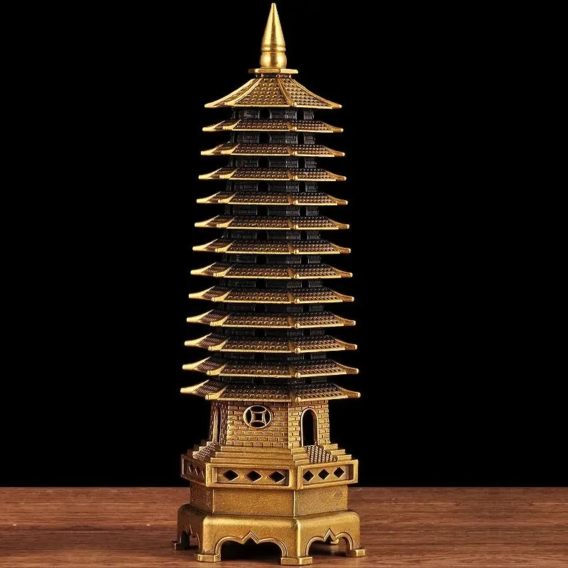 All-copper Thirteen-story  Ornament Thirteen-story Feng Shui Office Decoration Study Table Top