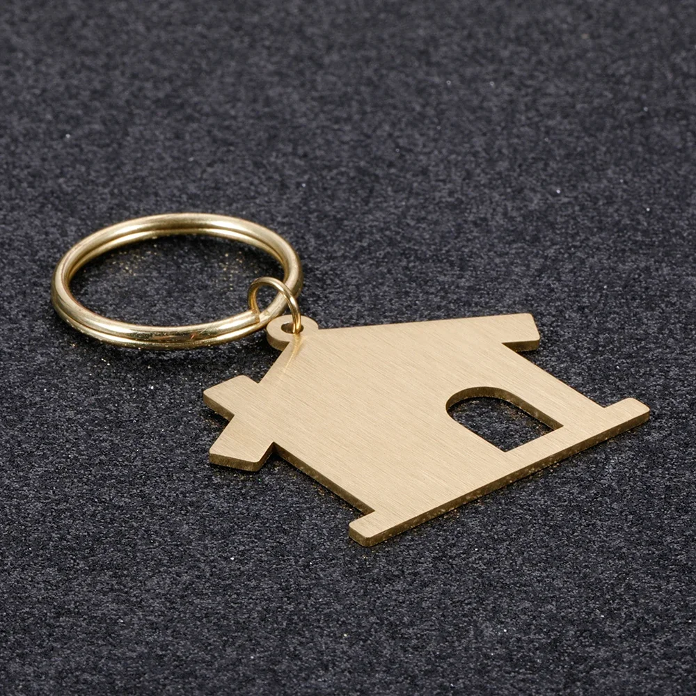 Wholesale 5-10Pcs/Lot Blank House Keychain Stainless Steel Keychains for DIY Custom Logo Couple Women's Men's Keychain