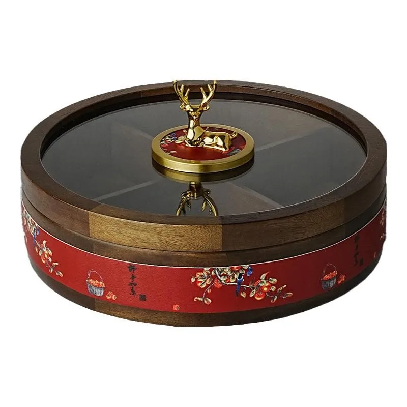 Dried fruit box household 2024 new living room melon seed candy coffee table solid wood nuts snack storage box light luxury
