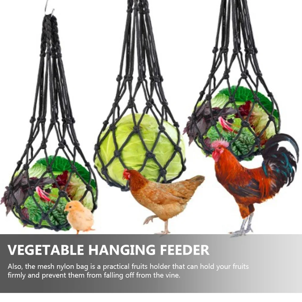 

2pcs Chicken Feeding Net Veggie Holder Mesh Fruit Storage Nylon Poultry Foraging Tool Parrot Supplies Hanging Feeder Vegetables