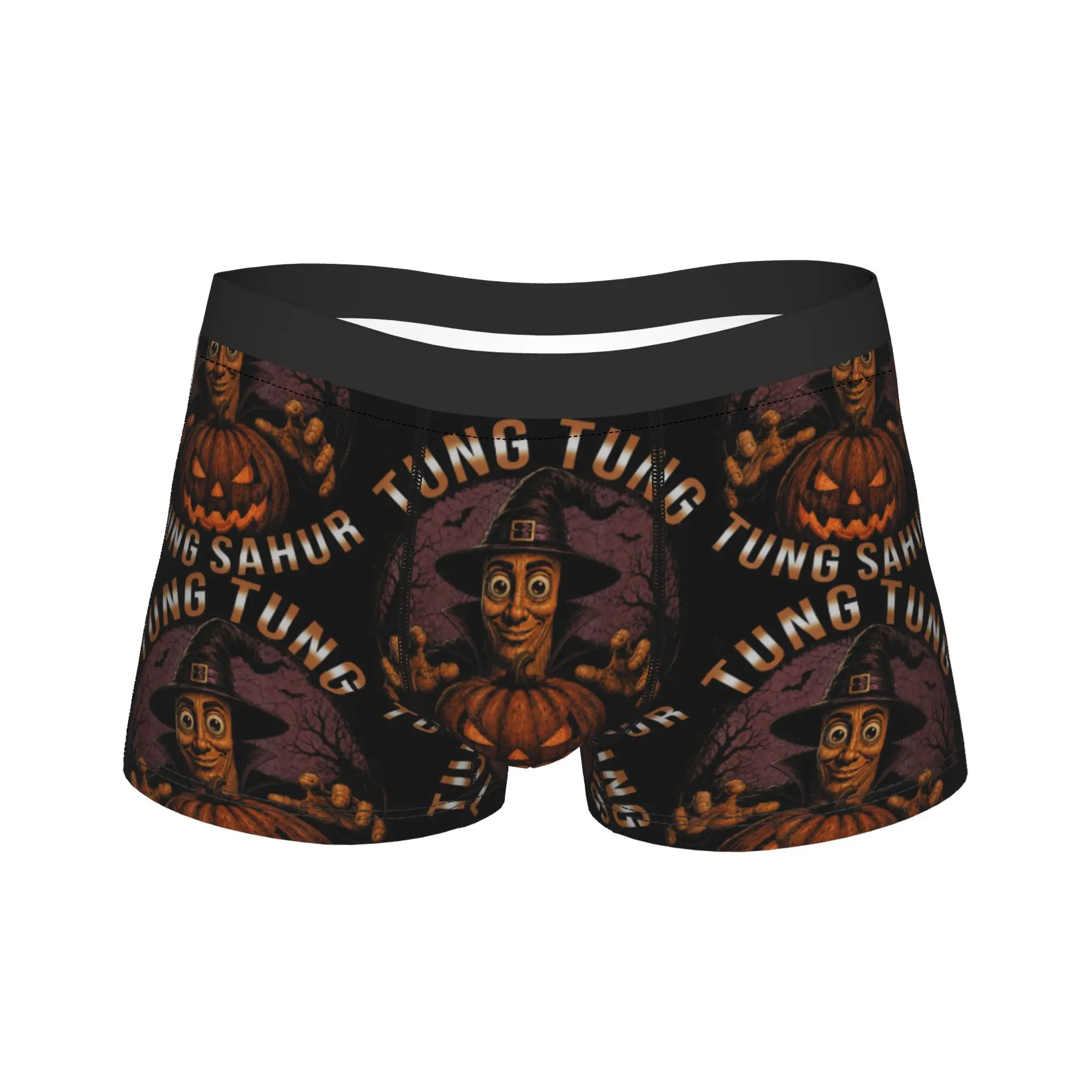 Tung Tung Sahur Halloween Pumpkin Scary Vintage Costume Underwear Design Trunk Men's Underpants Boxer Brief Birthday Present