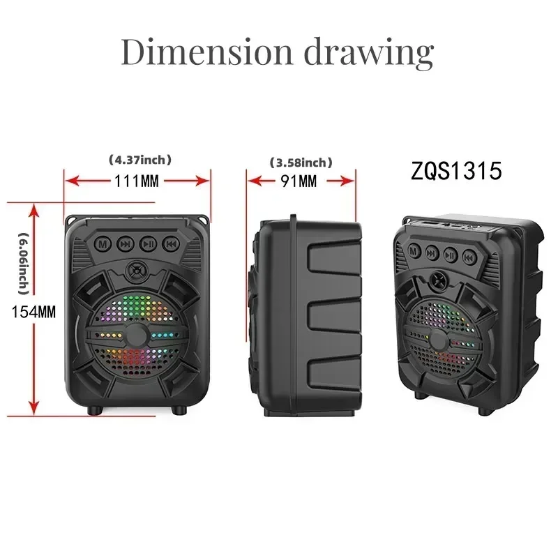 LDE Portable Wireless Sound Box Rechargeable with USB TF Card Radio Player Wireless Bluetooth Speaker for Party BBQ Home Travel