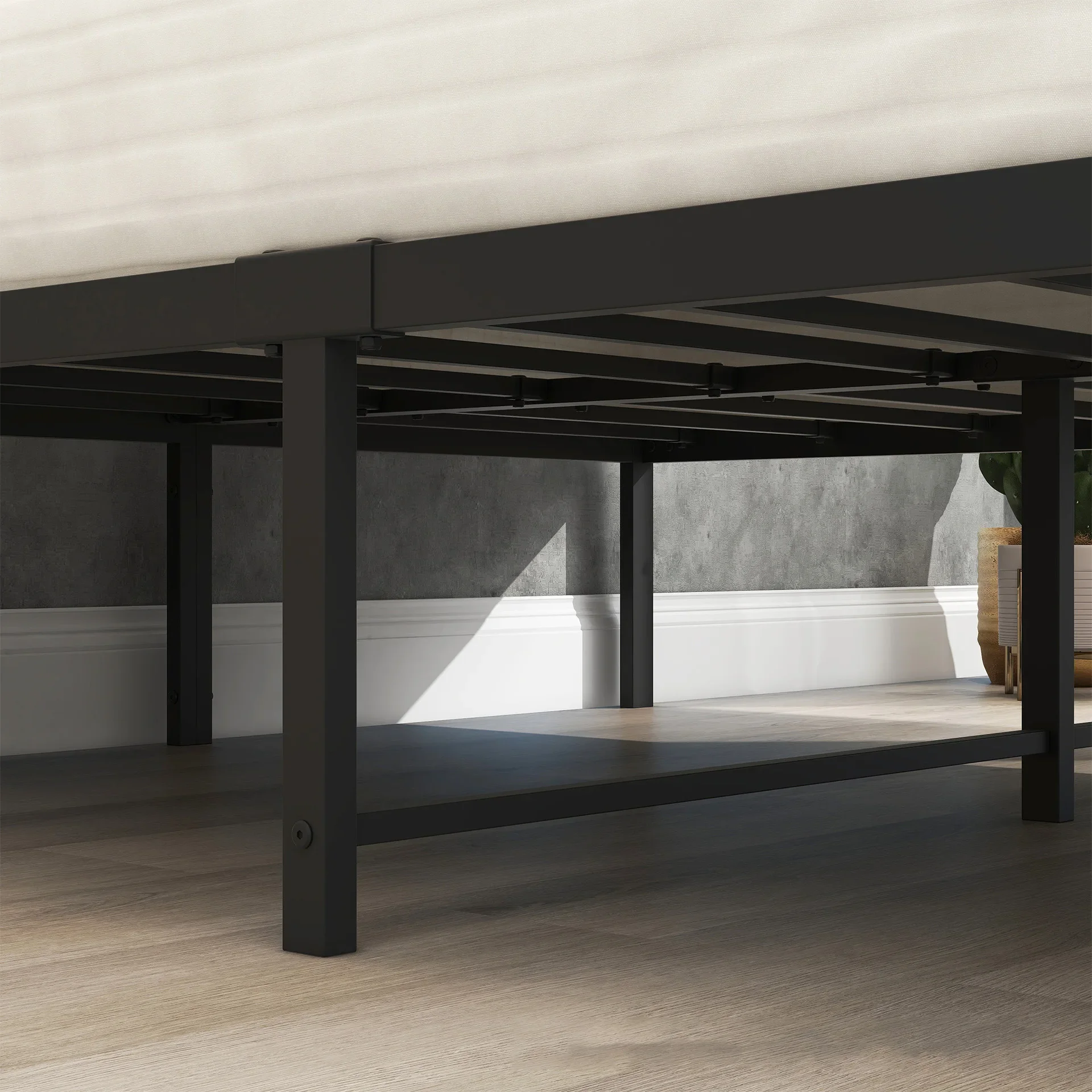 2026 Superventas Moderna Base de Cama Metálica de Acero al Carbono Negro, Tamaños Matrimonial, Individual, King y Queen, Plataforma Ahorradora de Espacio, Ecológica, para Hotel y Apartamento