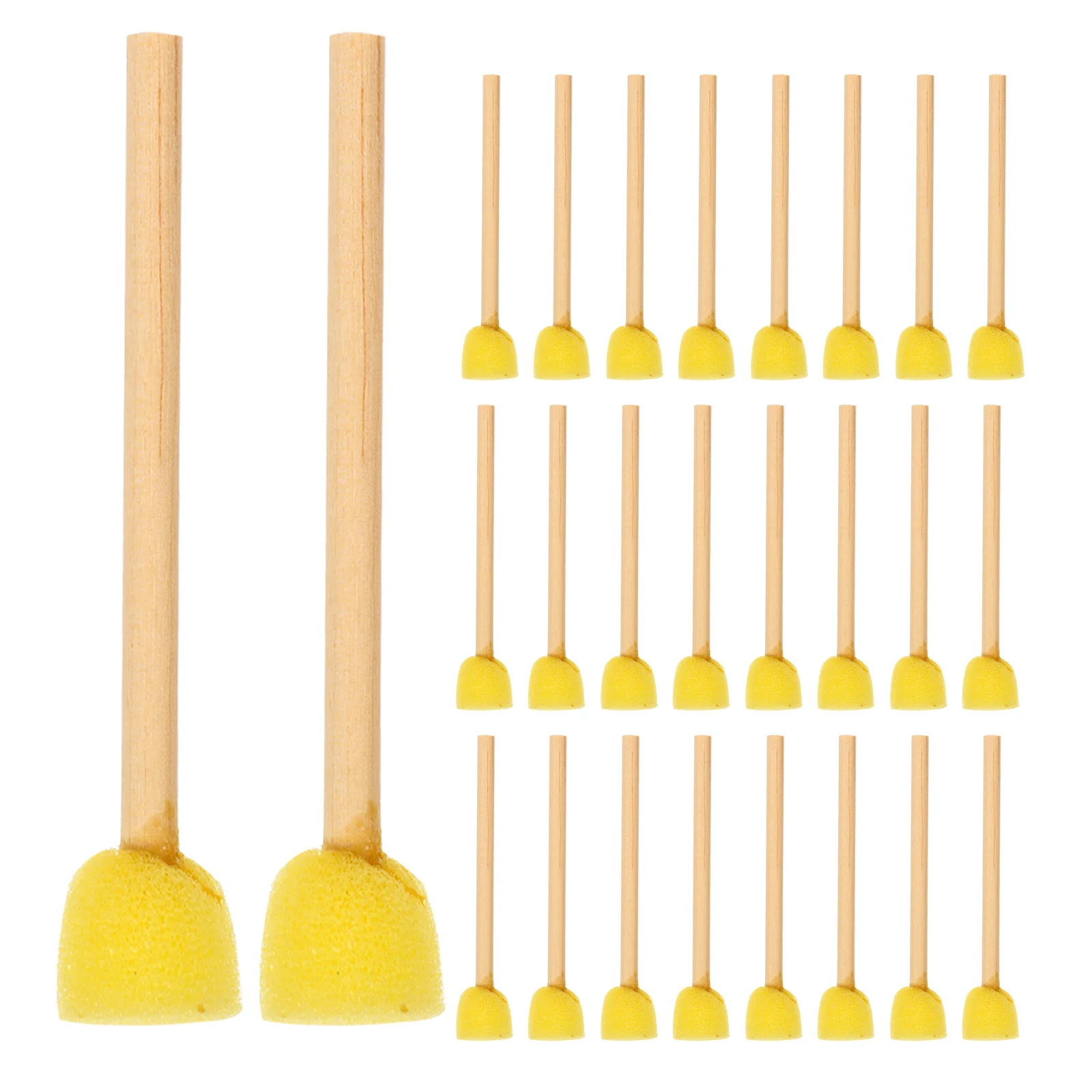 40 قطعة من فرش الطلاء الإسفنجية ذات المقبض الخشبي، أدوات رسم للأطفال باللون الأصفر للحرف اليدوية ومشاريع فنية بالألوان المائية #2