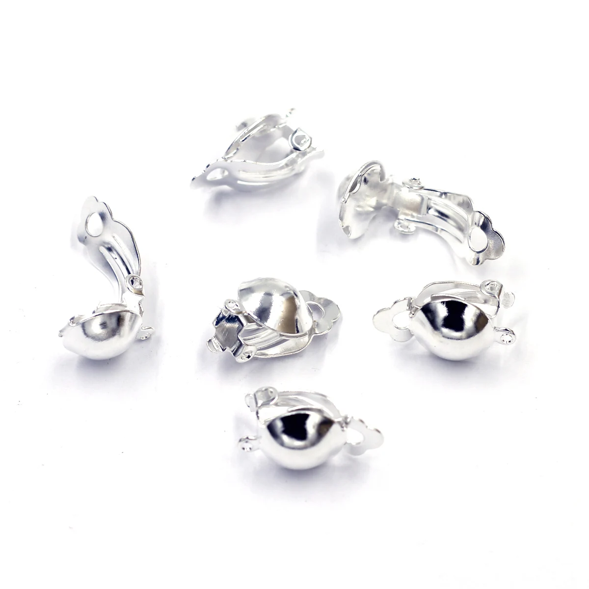250Pcs Earring Clip Ear Copper Silver Plated Jewelry DIY Making Findings 12x14mm