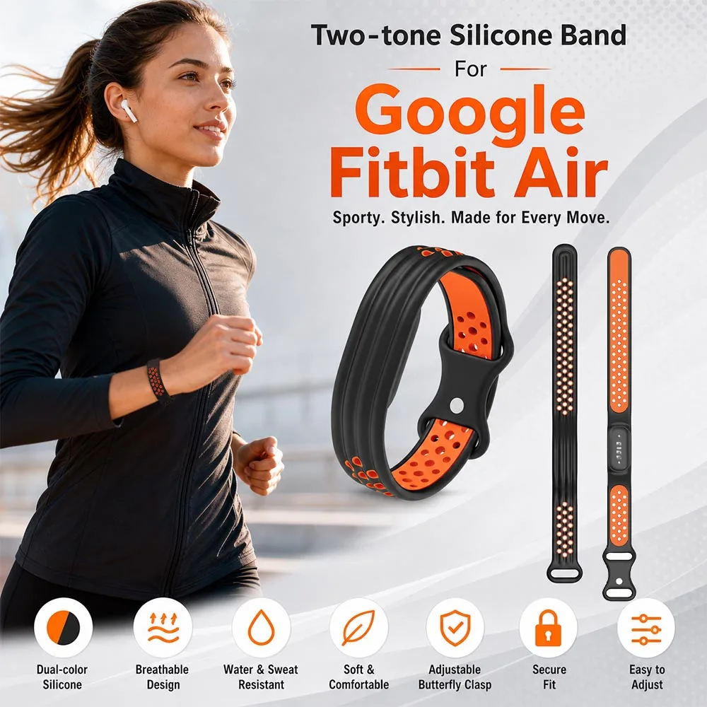 Sports Replacement Wristband Compatible with Google Fitbit Air Band Fitness Tracker Band Unisex for Google Fitbit Air Accessory