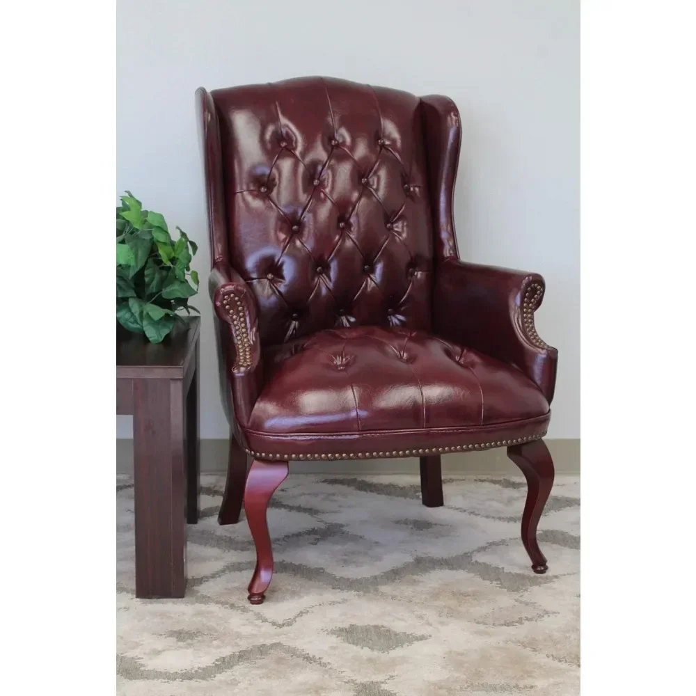 Wingback Traditional Guest Chair in Burgundy