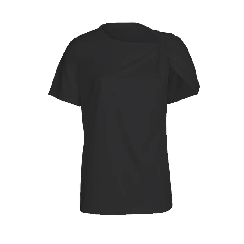 

Personali Kink Women's T-irt Street Sle round Ne ort Sve Cotton Autumn Faion Ladies' Top