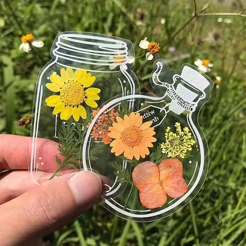 Marcapáginas de flores secas transparentes para estudiantes, marcapáginas de bricolaje, Clips de página de flores, especímenes de plantas caseras de plástico creativo, 20 piezas