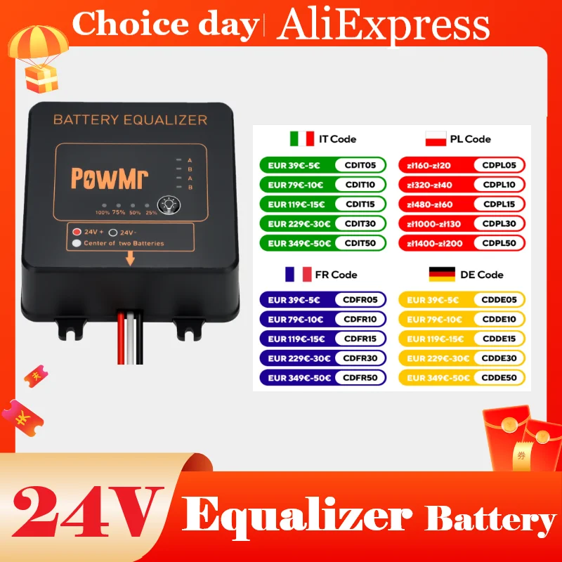 PowMr Battery Equalizer 24V 48V Solar System Solar Battery Series-Parallel Connected Charge Controller LiFePo4 Voltage Balancer