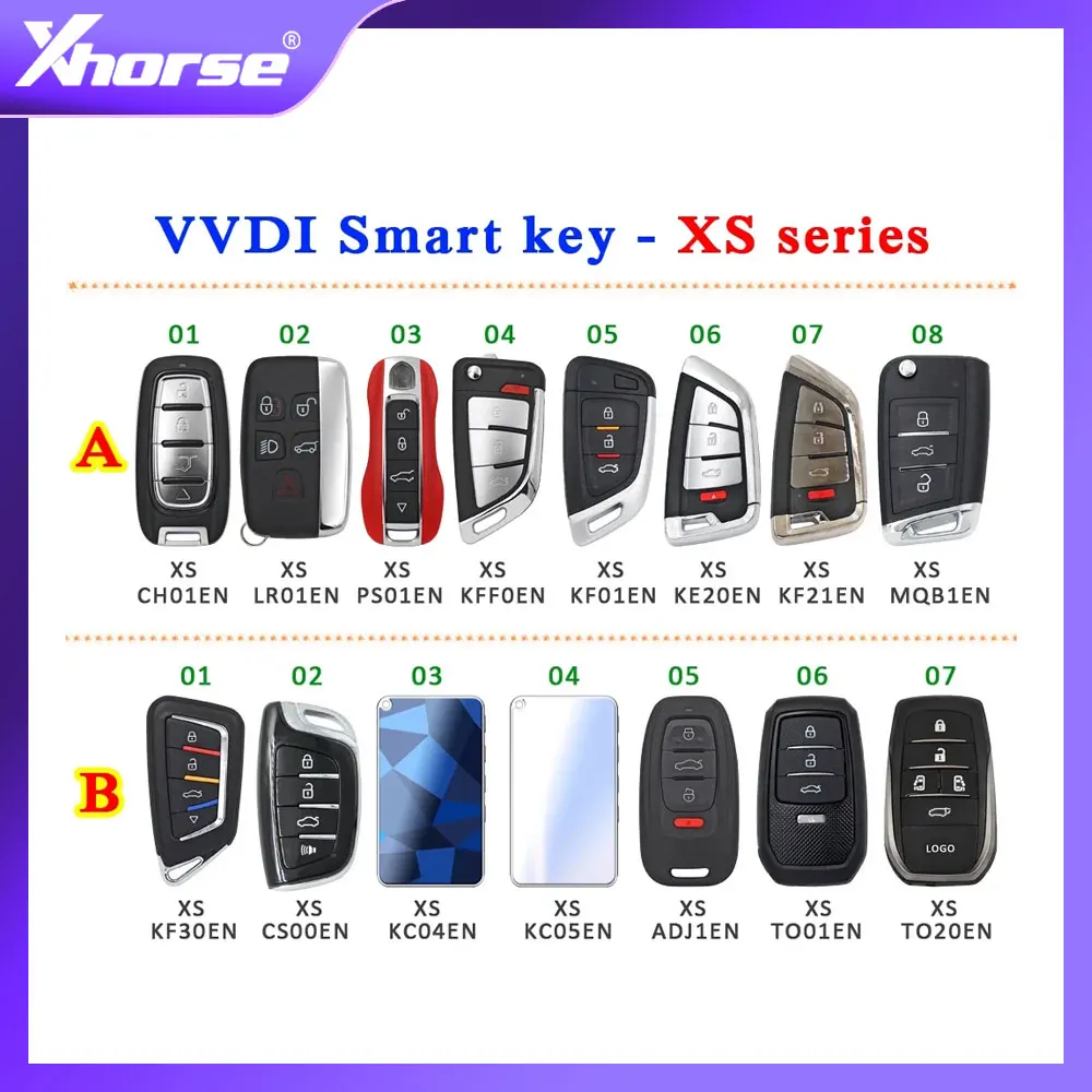 

XHORSE VVDI XS Series Proximity Smart Key XSKF01EN XSCS00EN XSMQB1EN XSKF20EN or XM38 XSKFF0EN XSCH01EN XSPS0EN XSLR01EN English