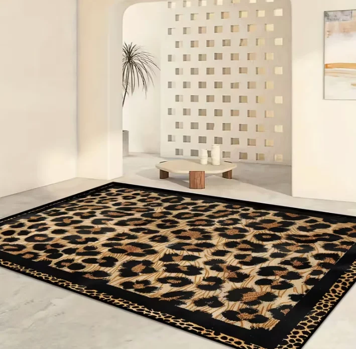 Teppich mit Retro-Leopardenmuster als Hotel-Willkommensmatte für das Wohnzimmer und als rutschfeste Unterlage für den Eingangsbereich, Outdoor-Teppich