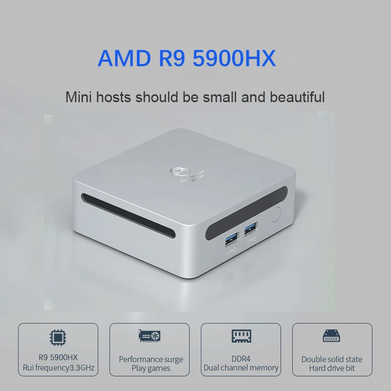 【Super Deal】AMD Gaming Mini PC Ryzen9 5900HX Desktop Computer Windows11Pro 2xDDR4 2*M.2 Nvme SSD 2*HD 4*USB3.0 WIFI 6+BT5.0