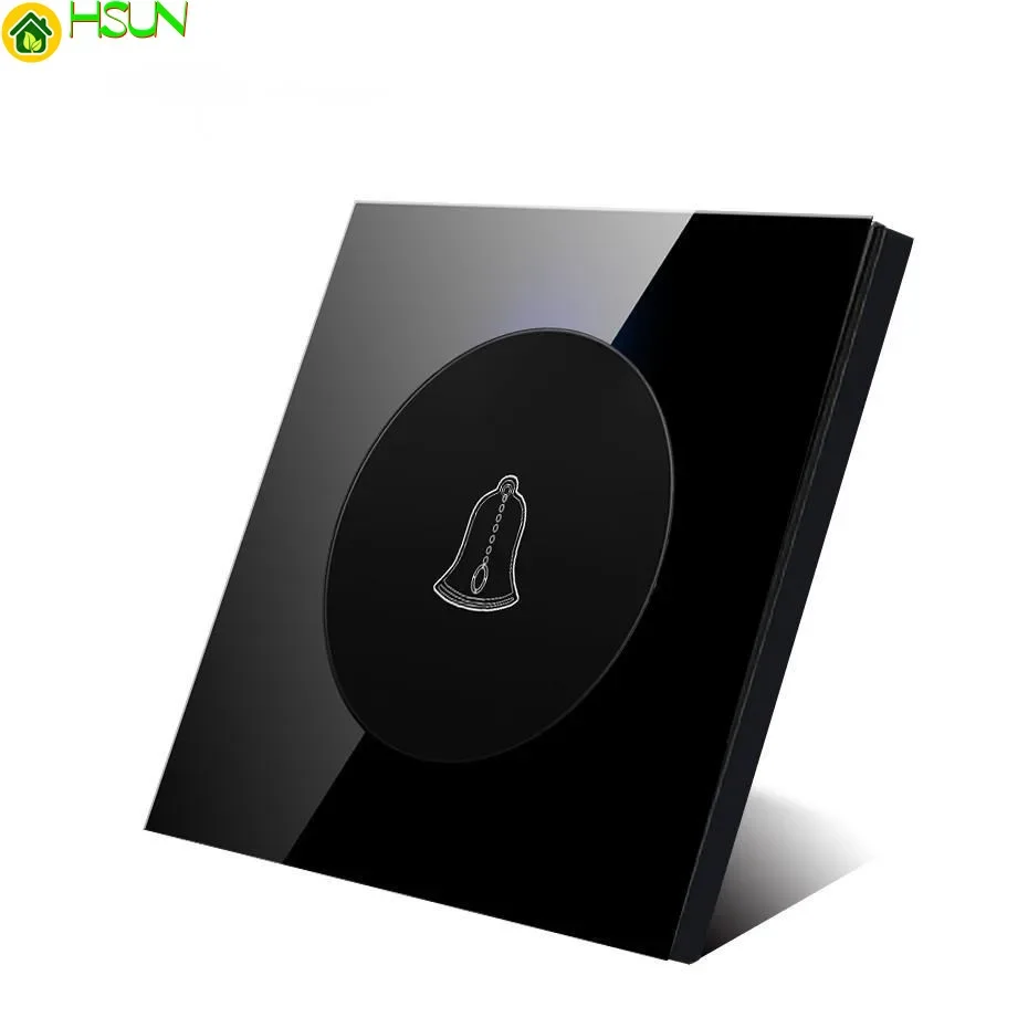 وصل حديثًا لعام 2021 مفتاح إضاءة جداري لجرس الباب ولوحة زجاجية كريستالية وممر زجاجي حقيقي أسود #2