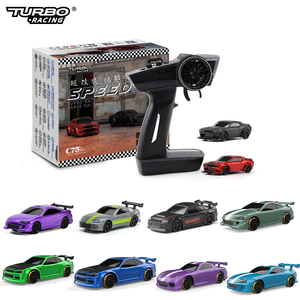 Turbo Racing 1:76 C64 C63 C61 C62 C72 C73 C74 C75 RTR Flat Running Toys on Road RC Drift Car With Gyro Radio For Kids and Adults