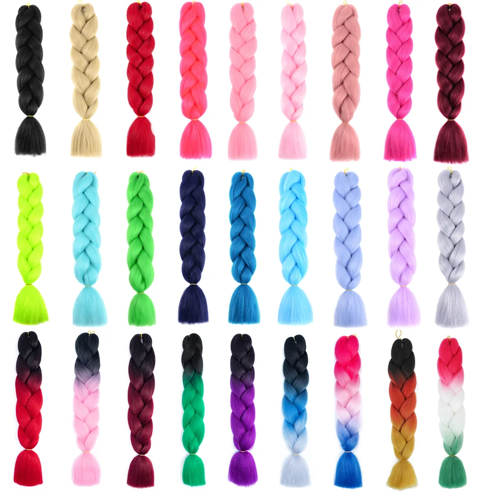 24 Inches DIY Jumbo Braiding Hair Synthetic Hair Extensions Afro Ombre Crochet Braid Hair Wholesale For Women