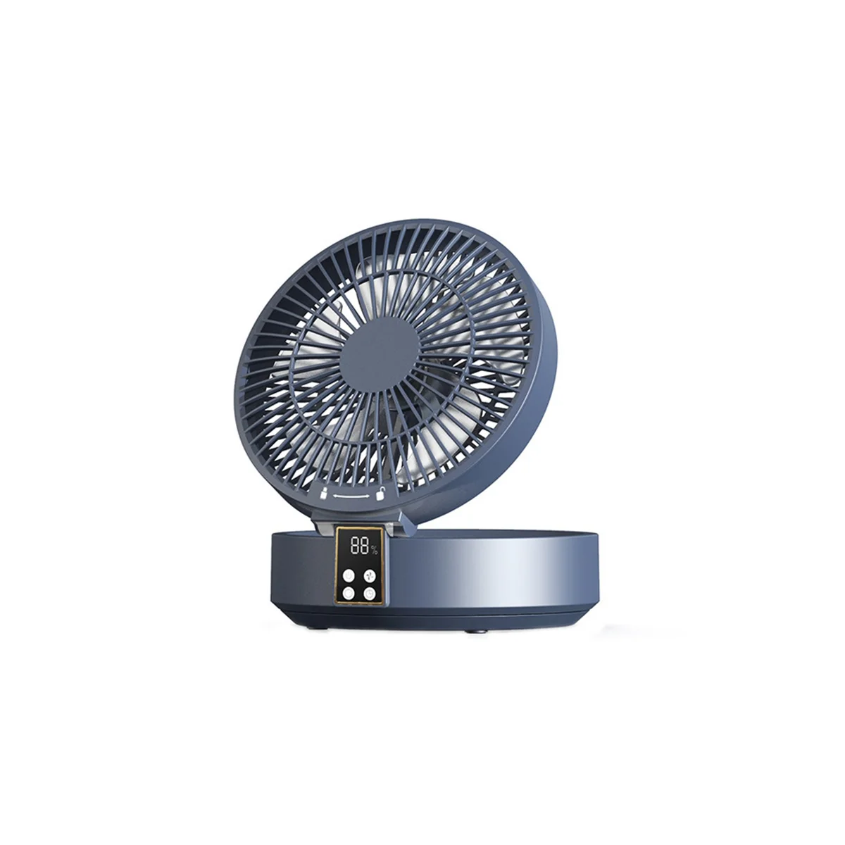 Remote Control Wireless Circulating Air Cooling Fan with LED Light Folding Electric Wall-Mounted Fan Desktop Fan Blue