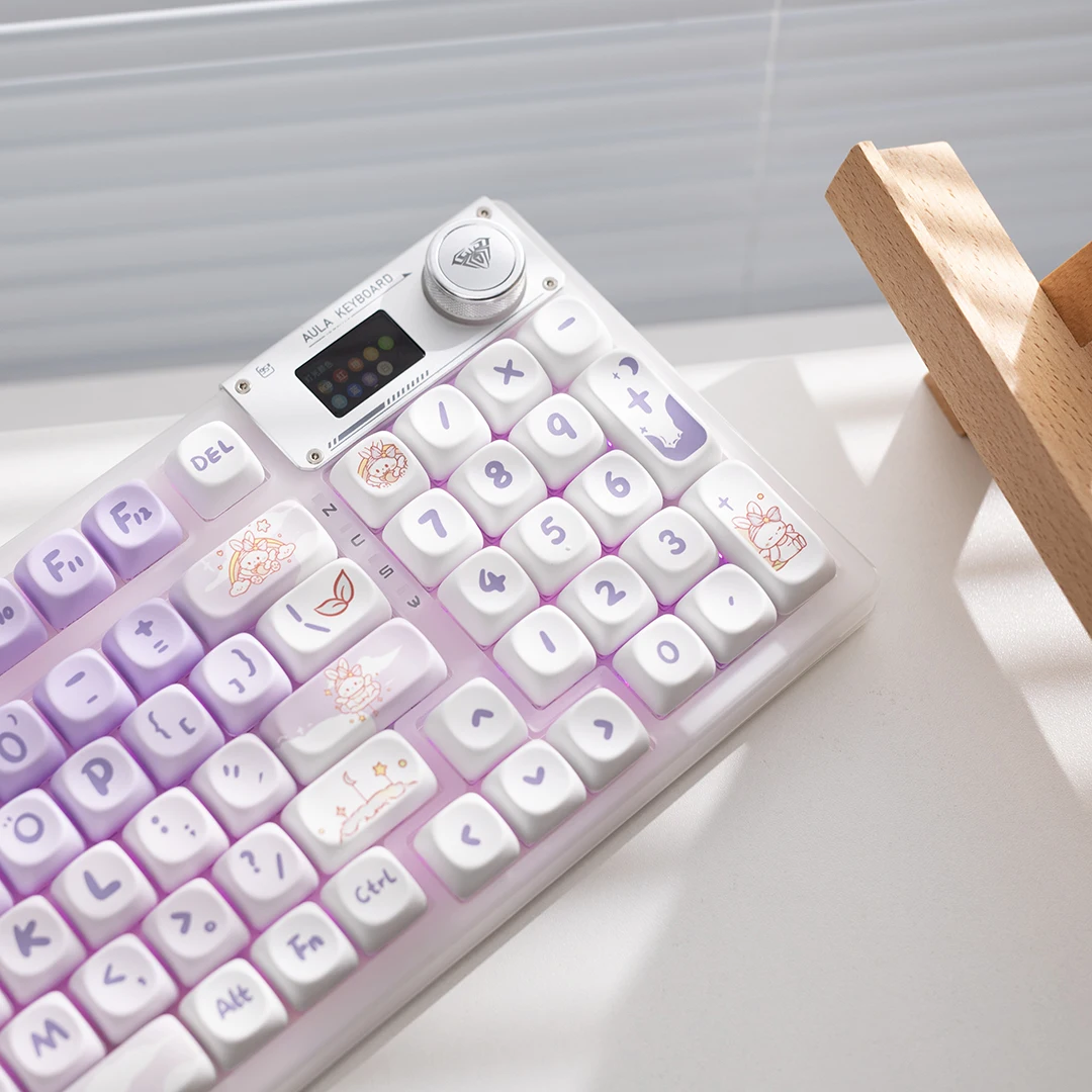 Imagem -04 - Personalizado Coelho Keycap Grupo Gradiente Roxo Processo de Dye-sublimação Pbt 142 Teclas para Teclado Aula F87 F99 Vgns99 Altura Moa