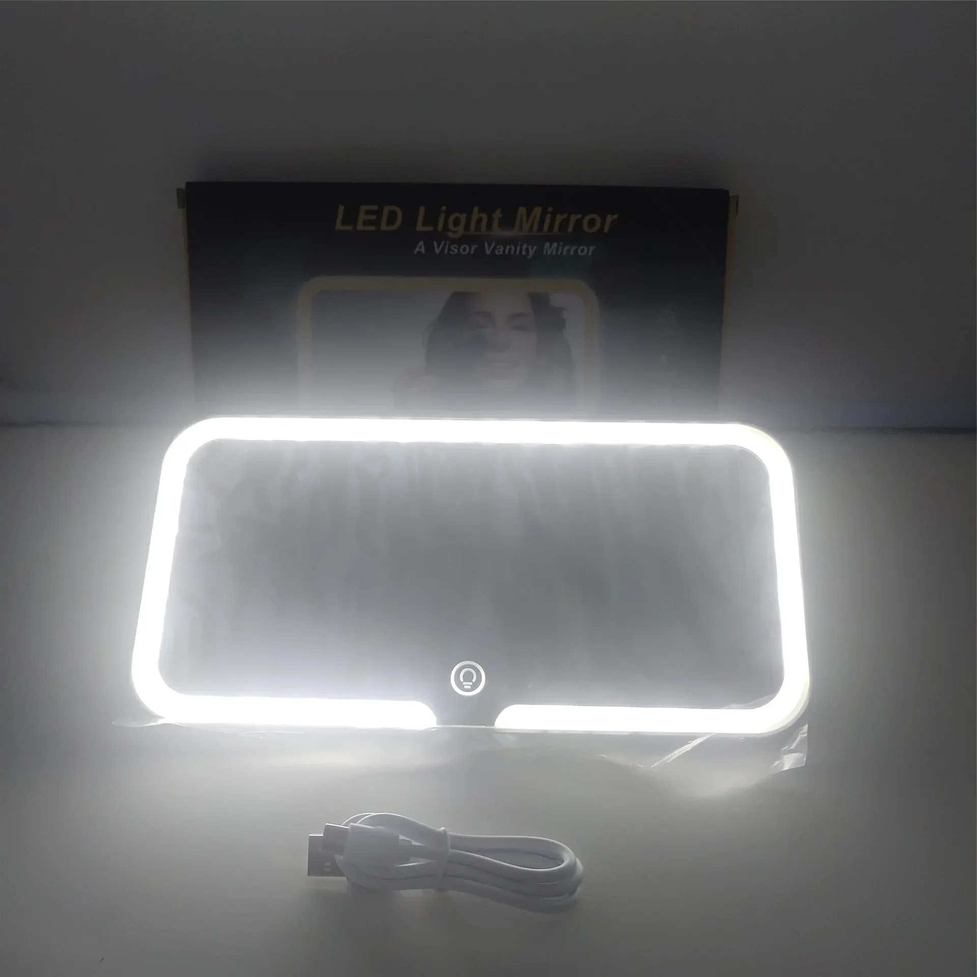 Miroir de courtoisie de visière de voiture avec lumière LED, écran tactile à intensité variable, chargement USB, miroir de maquillage à batterie Rechargeable pour voiture, 3 couleurs