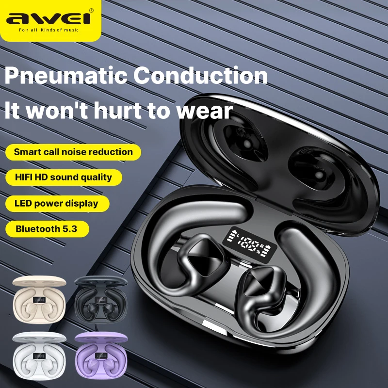 Awei T67 Air Conduction Wireless Bluetooth Headset Sport Waterproof Wireless Headphones HiFi Stereo Earbuds with Microphone