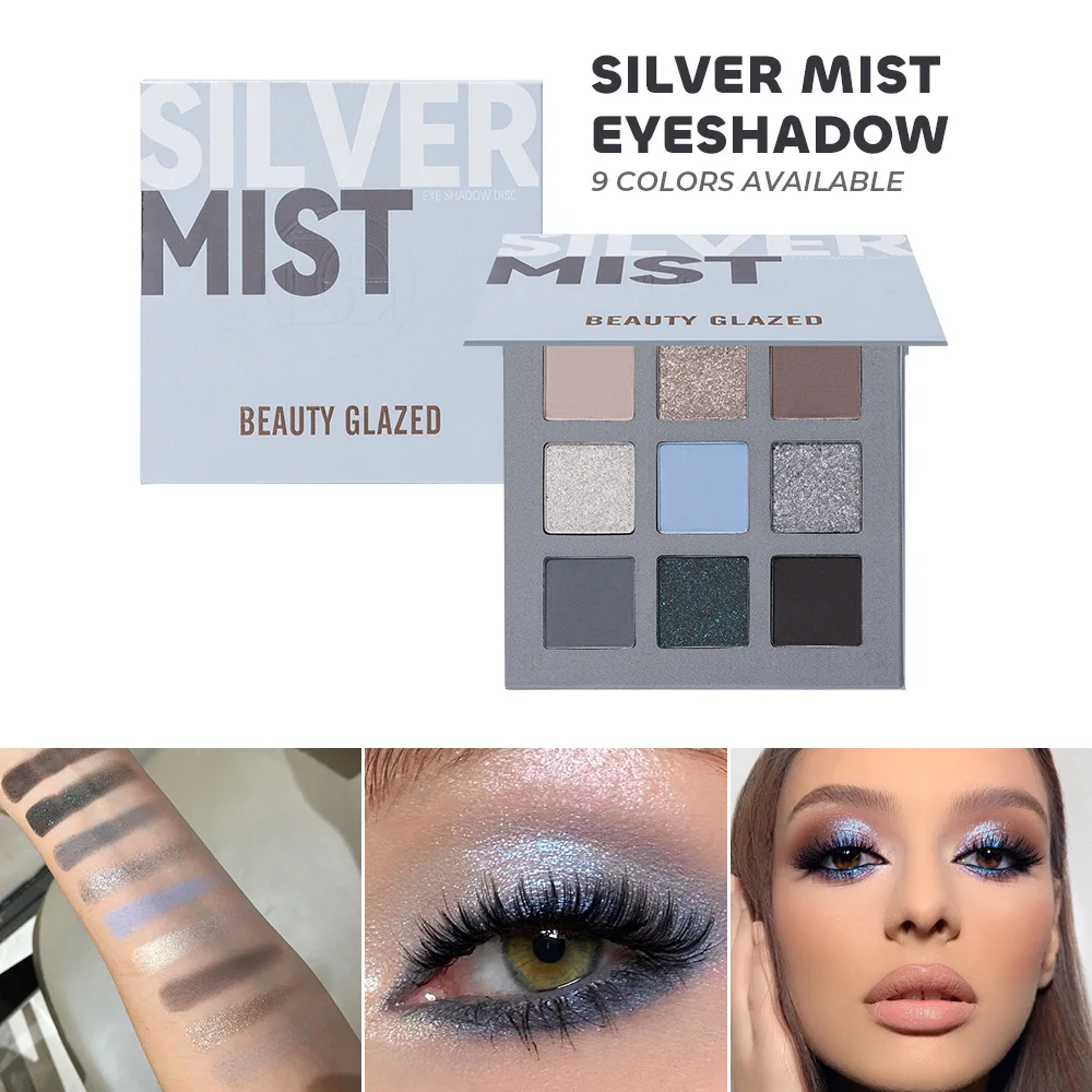 Beauty Glazed 9-Color Eyeshadow Palette Shimmer Matte Long-Lasting Waterproof Eye Makeup for All Day Wear