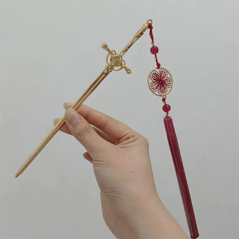 Punk Metal Sword Tassel Hairpin para mulheres, estilo chinês, penteado DIY da moda, ferramentas de design, acessórios