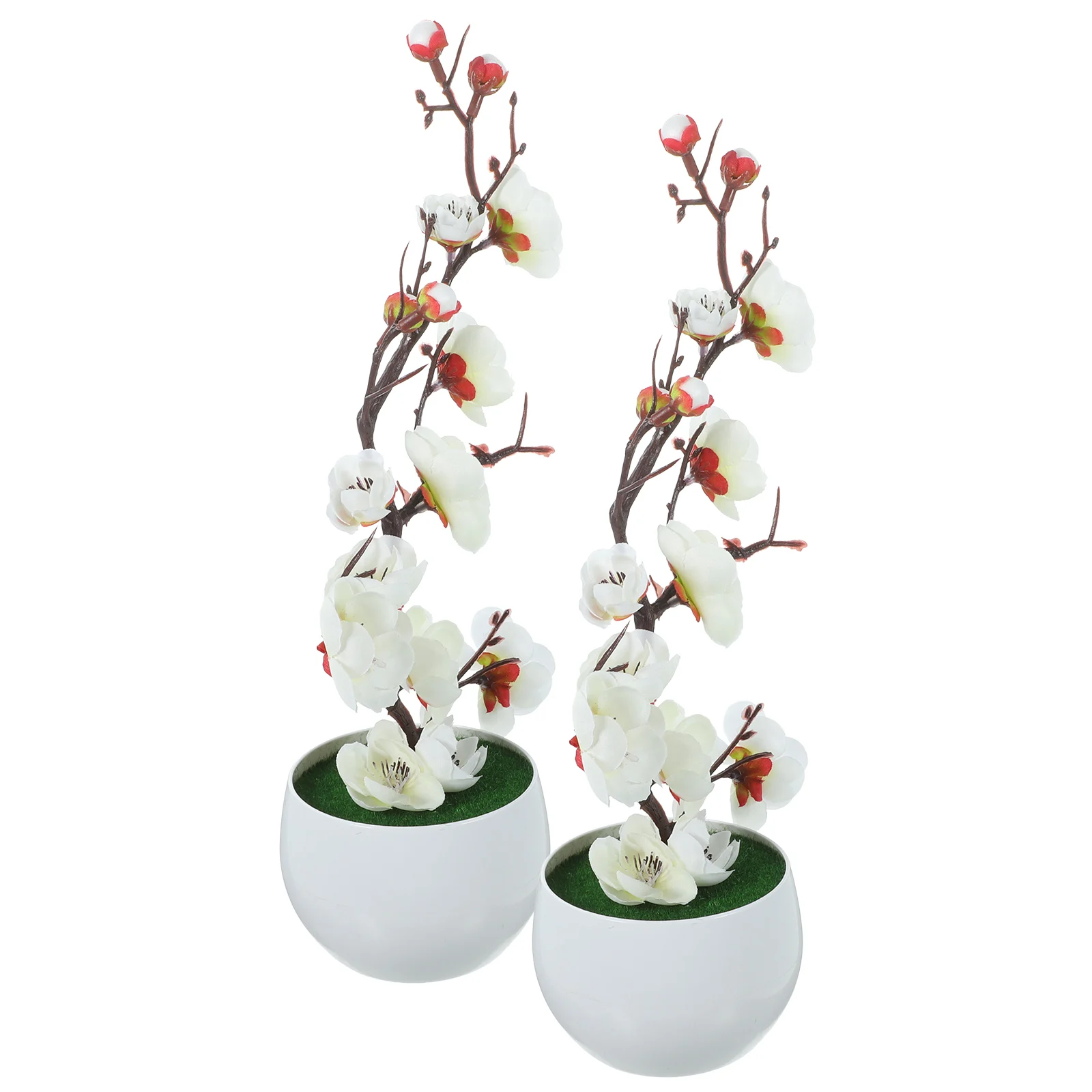 

2 pcs Artificial Potted Plum Blossom Fake Flower Decoration Desktop Table Living RoomRealistic Bonsai Plant Simulated Ornament