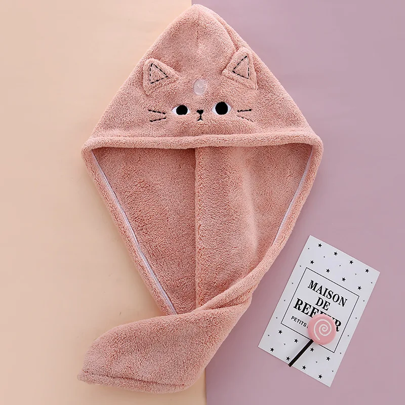 Dry Hair Cap Water Absorbing Coral Wool Cute Cartoon Pattern Facial Headband  Makeup Remover Dry Hair Towel