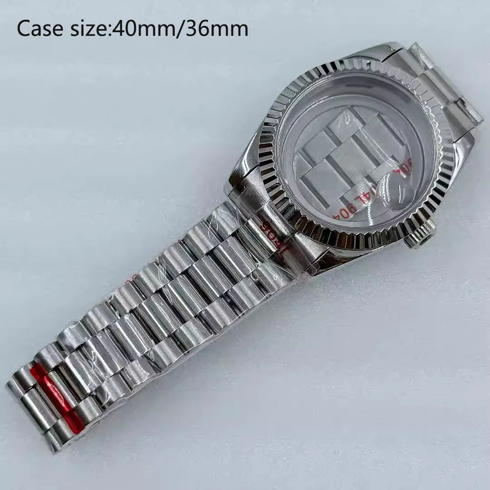 36/40mm Miyota 8285 Case Silver Rose Gold Sapphire Glass Case 316L Stainless Steel Bracelet for Miyota8285 Movement 29/31mm Dial