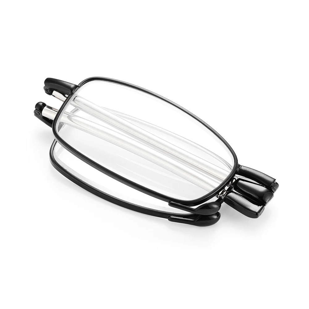 Folding Reading Glasses for Men and Women Telescopic Legs Rotation Presbyopia Eyeglasses Includes Glasses Case Strength+1.0-4.0