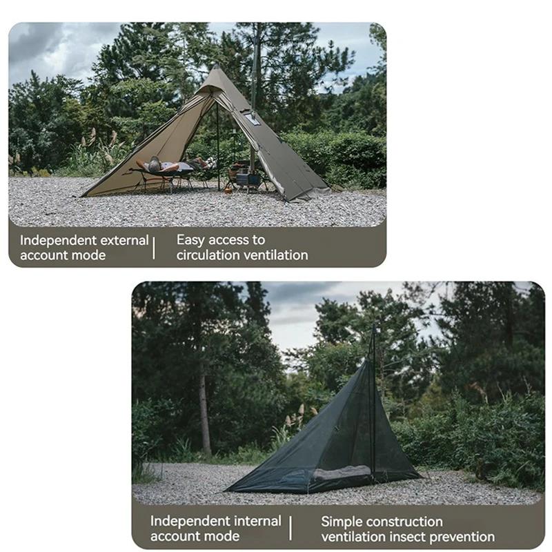 Naturehike 210T المزارع خيمة حريق مقاوم للماء الهرم Teepee Tipi خيمة 2-4 أشخاص في الهواء الطلق المشي لمسافات طويلة التخييم خيمة مع مدخنة