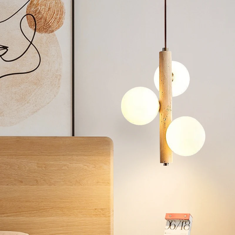 الأصلي الخشب الأصفر كهف حجر مطعم قلادة الخفيفة، الرجعية الأصفر النفط السرير اللوح الأمامي مصباح زجاجي بيت الضيافة #1