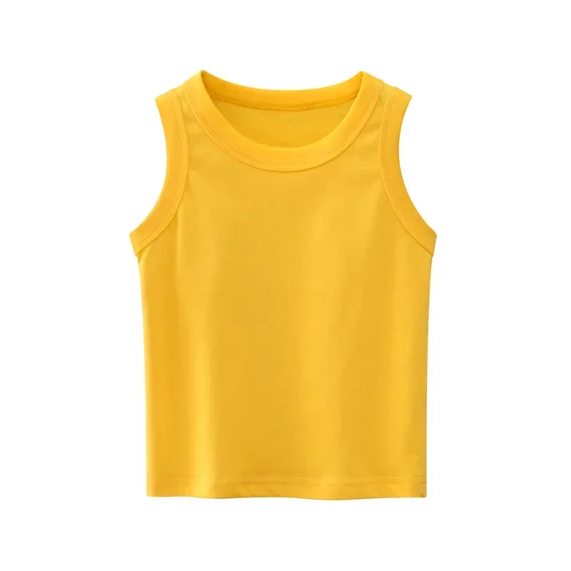 2025 Summer New Kids Boys Vests Sleeveless T-shirts Children Vest Top Outfit Boy Solid Color Sports Tops Clothes Cotton Tees