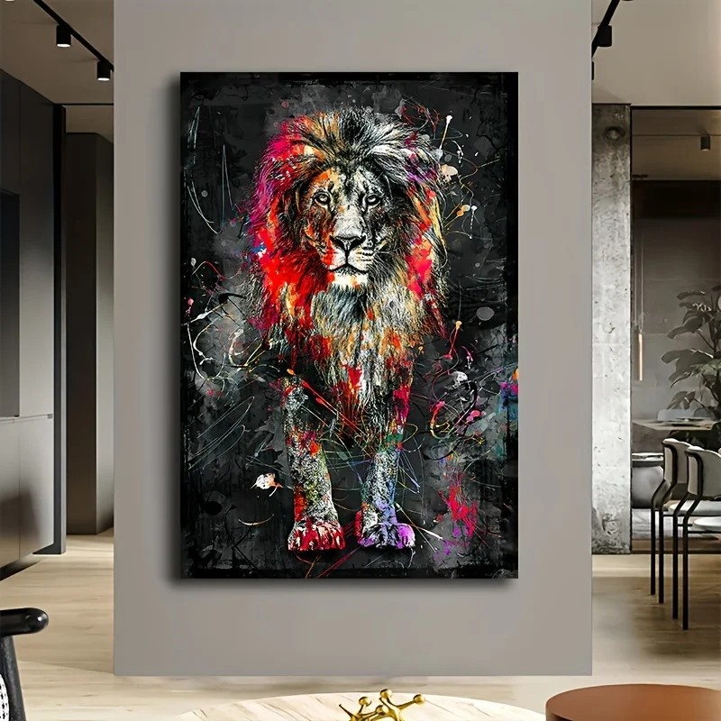 Abstract Graffiti Lion Canvas Painting Modern Colour Animal Poster Printing Home Mural Decorative Painting Customised Paintings