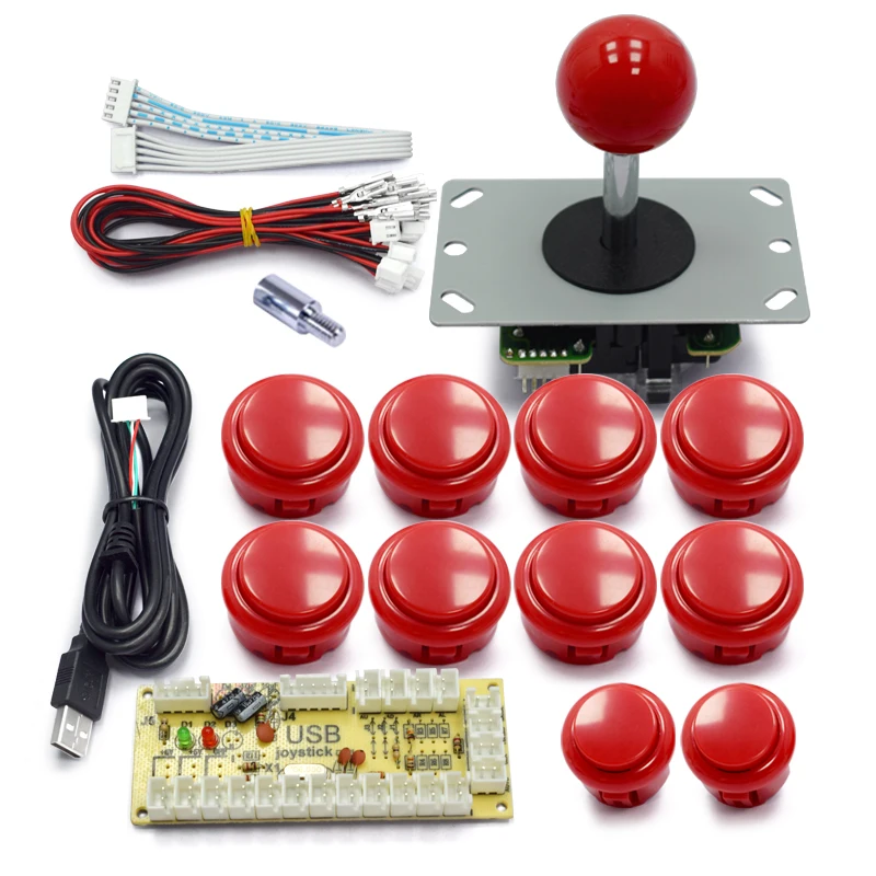 푸시 버튼 복사용 제로 딜레이 아케이드 캐비닛 DIY 키트, SANWA 조이스틱, 1 플레이어 코인, USB to PC, 라즈베리 파이 