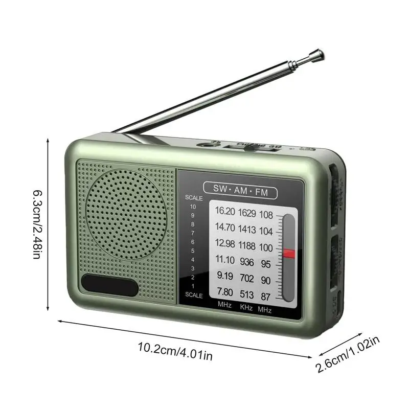 راديو FM AM SW محمول عالي الحساسية جهاز استقبال الراديو المدمج في مكبر صوت عالي الصوت يدعم سماعات الرأس 3.5 ملم