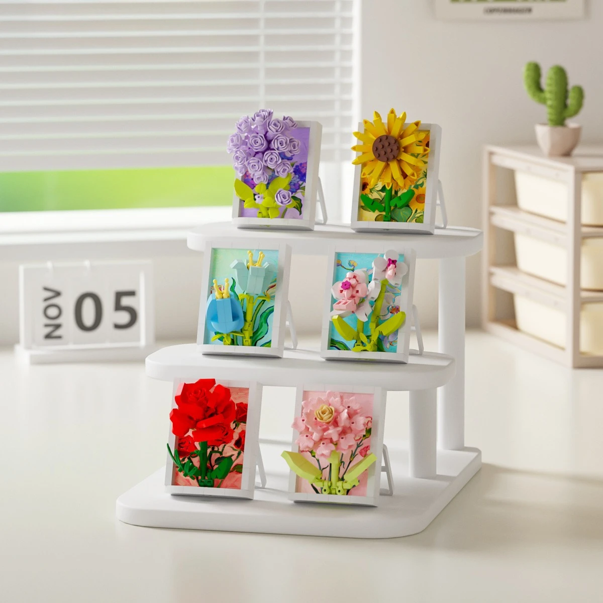 

2025 New Hot-selling Building Blocks Creative Fun Carnation Sunflower Photo Frame Eternal Flower Building Blocks Gift