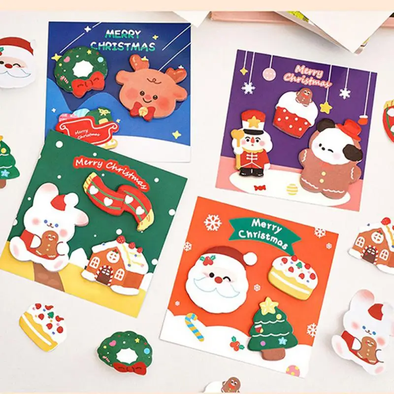 Piece Lytwtw\'s Christmas Sticker Sticky Notes Cute Kawaii Cartoon Adhesive Notepad Memo Pad Office Supply School Stationery