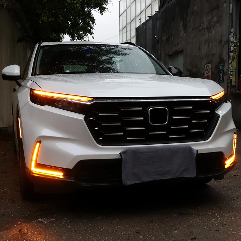 1 Set Car LED Daytime Running Light For Honda CR-V CRV 2023 2024 With Dynamic Turn Signal DRL Daylights Fog Lamp Cover