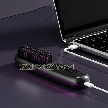Alternative view of 20Seconds Quick Heat Hair Straighter Liquid Crystal Cordless Straight Comb Anti-Scald Styling Brush Negative Ion Curly Hair Tool