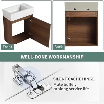 세라믹 세면대와 나무 문 수납장이 있는 18인치 모던 벽걸이형 욕실 세면대 8 best sales 욕실 세면대 수납장 - №2