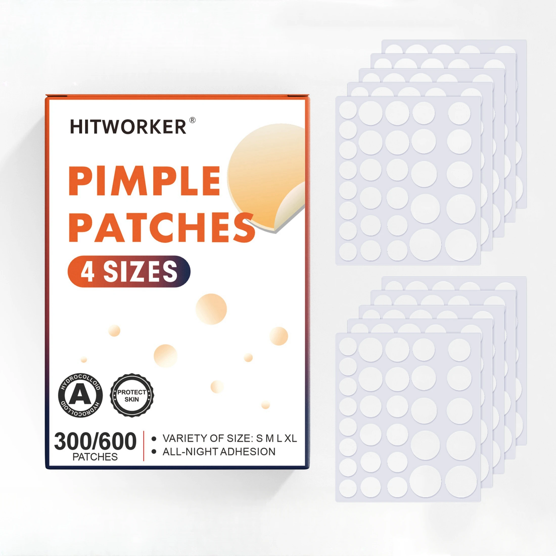 

300/600pcs hydrocolloid acne patches Four sizes Specifically designed for spot removal Designed specifically for spot removal